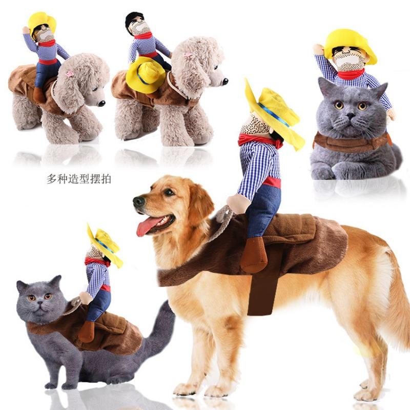 Christmas Halloween Costume Large Dog Clothes Funny Cat Outfits Horse Riding Santa Disguise Cotton Blend Fabric Pet Apparel