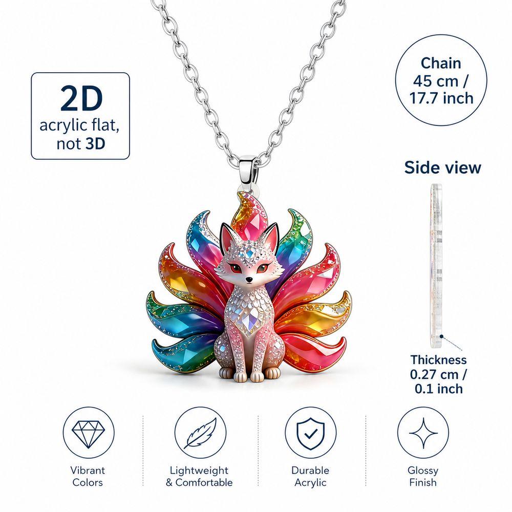 Colourful Shining Fox Pendant Necklace Chinese Style Animal Pendant Necklace  Women Daily Wear