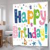 Happy Birthday Rainbow Shower Curtain for Kids Party  Polyester Fabric Bathroom Decor with Colorful Celebration Pattern