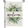 Double-Sided Spring Floral Welcome Garden Flag for Outdoor Use with Eucalyptus Design