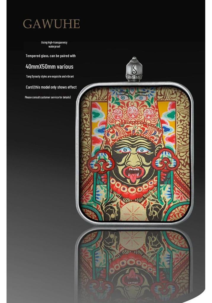 Authentic Sterling Silver & Brass Eight Auspicious Symbols Pendant Thangka Ga'u Box with Exquisite Relief from Nepal