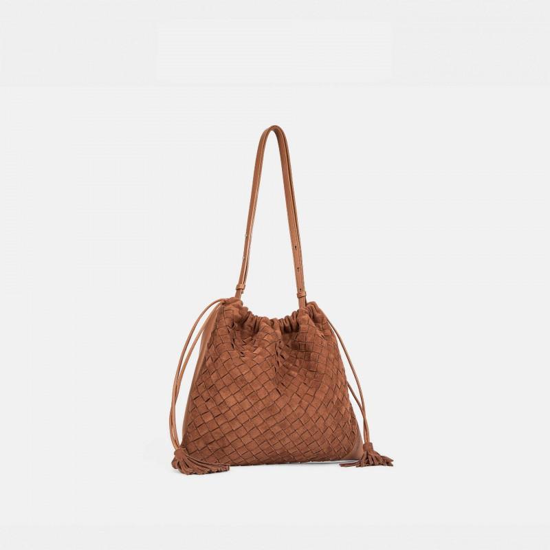 """Gewebte Mülltasche" Hochglanz Matt Rindsleder Handgestrickte Schulter-/Crossbody-Tasche"""