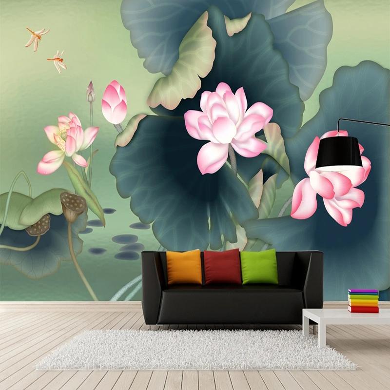 

Фотообои Чернила Листья лотоса Фреска Мультяшные Детские Спальня девочки Фоновая стена Обои Гостиная Современный Простой Декор 200 cm(W) x 140 cm(H)
