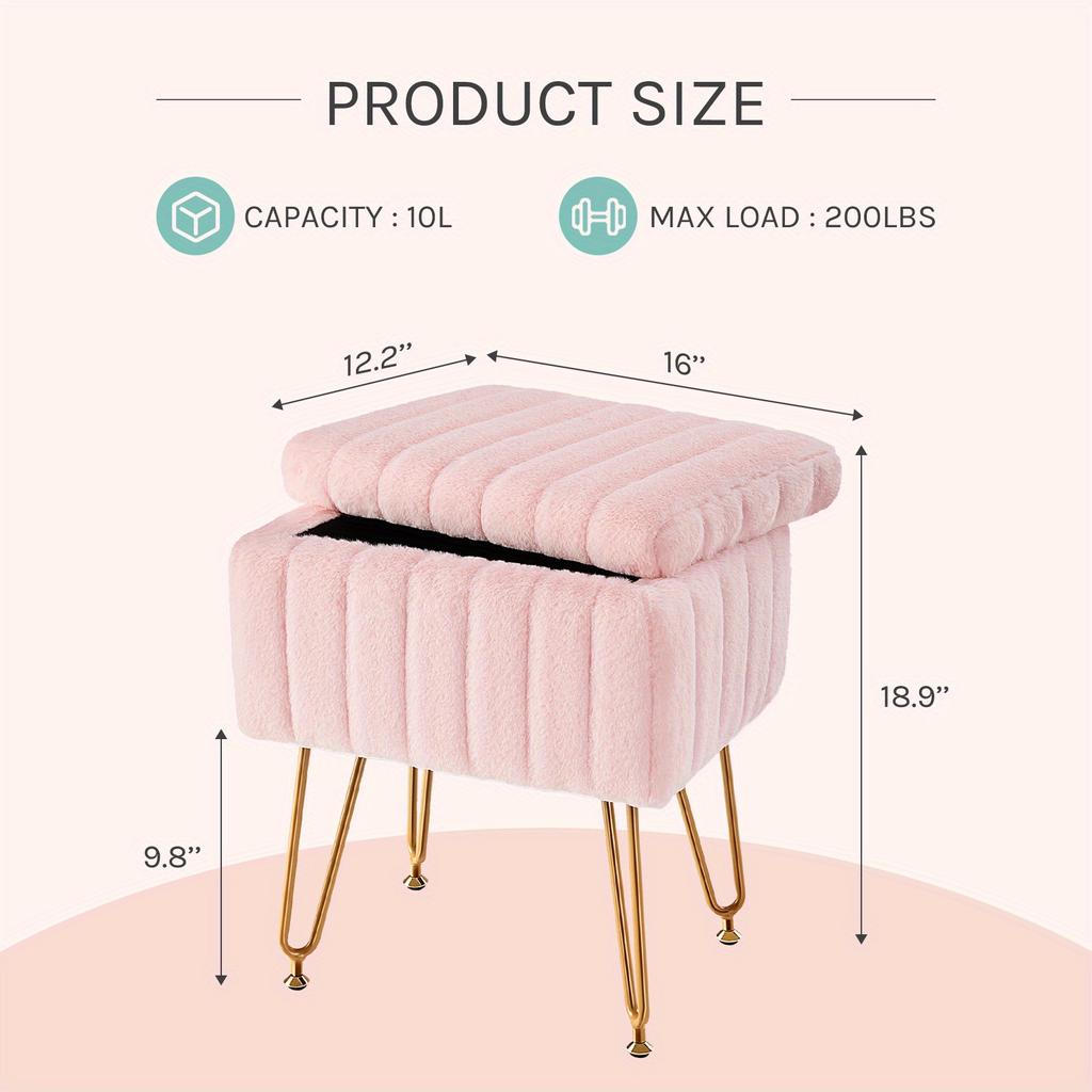 OLIXIS Furry Chair with Storage & Metal Legs. Soft, Comfortable & Cute. Perfect Holiday Gift! Shop Now.