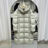 White Duck Down Puff Down Jacket Women's Medium and Long Over-knee Thickened Hooded Winter New Loose Warm Jacket