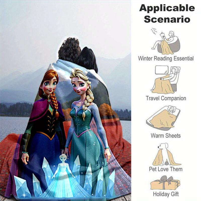 1PC Cartoon Blanket, Seasonal Universal Home Decoration, Cute Frozen Princess Design, Perfect for Gift Giving, Soft & Cozy Throw Blankets fo