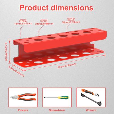 Magnetic Screwdriver Rack with Powerful Magnetic Strip 18 Hole Heavy Duty Metal Tool Organizer for Screwdriver Hammer Spanner