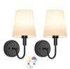American-Style Wireless RGB Wall Lamp with Remote Control and Fabric Shade for Bedside, Living Room, or Stairwell