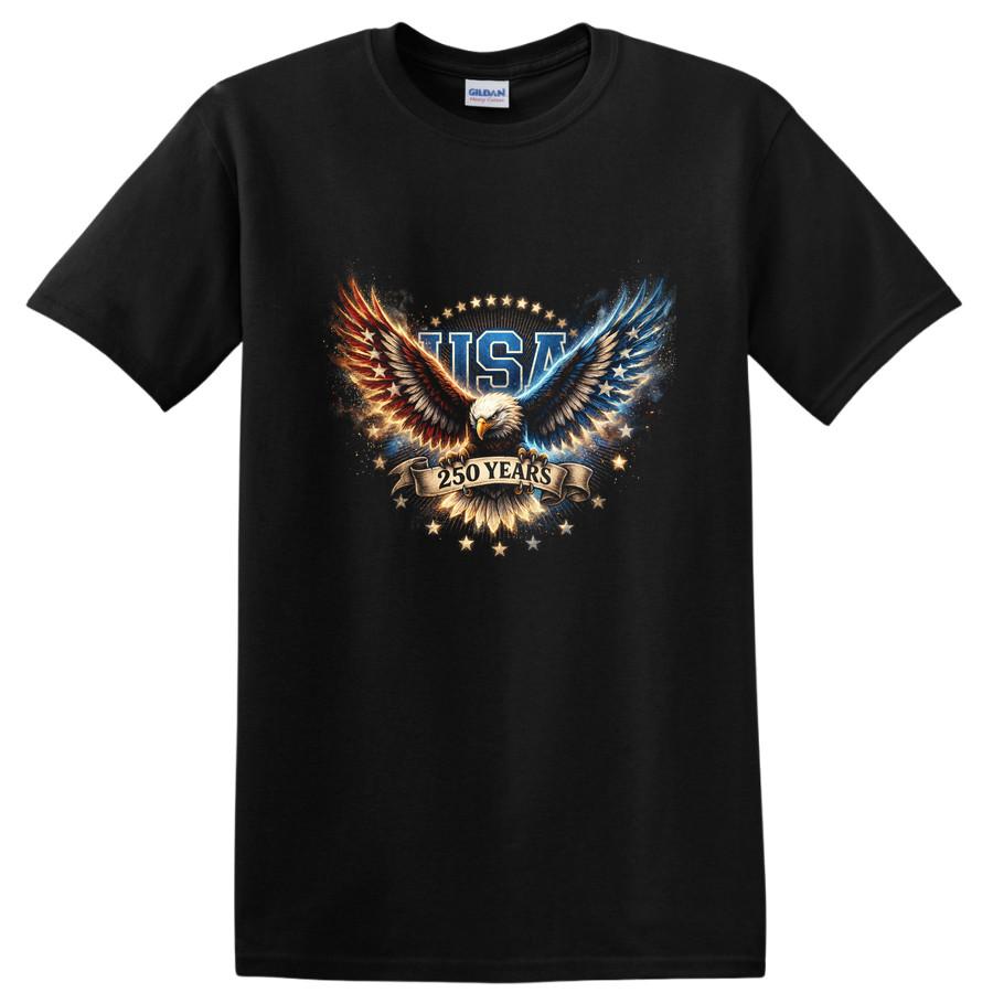 USA 250 Years Anniversary Eagle Patriotic T Shirt Independence Tee Design 4XL