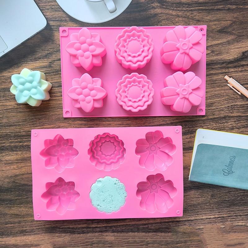 6 even Flower Silicone Baking Mold 3D Chocolate Pudding Molds Cupcake Pan Cake DIY Muffin Kitchen Tools
