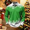 Men's Casual Quick-Dry Mesh Golf Shirt Long Sleeve Christmas Print Top