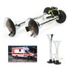 Universal Car Pneumatic Air Horn Dual Trumpet 130dB 12V 24V Train Auto Lorry Truck ABS Metal