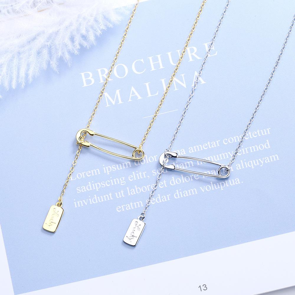 Safety Paper Pin Clip Pendant Necklace For Women Hollow Tassel Collarbone Chains Choker Women's Necklace Fashion Jewelry