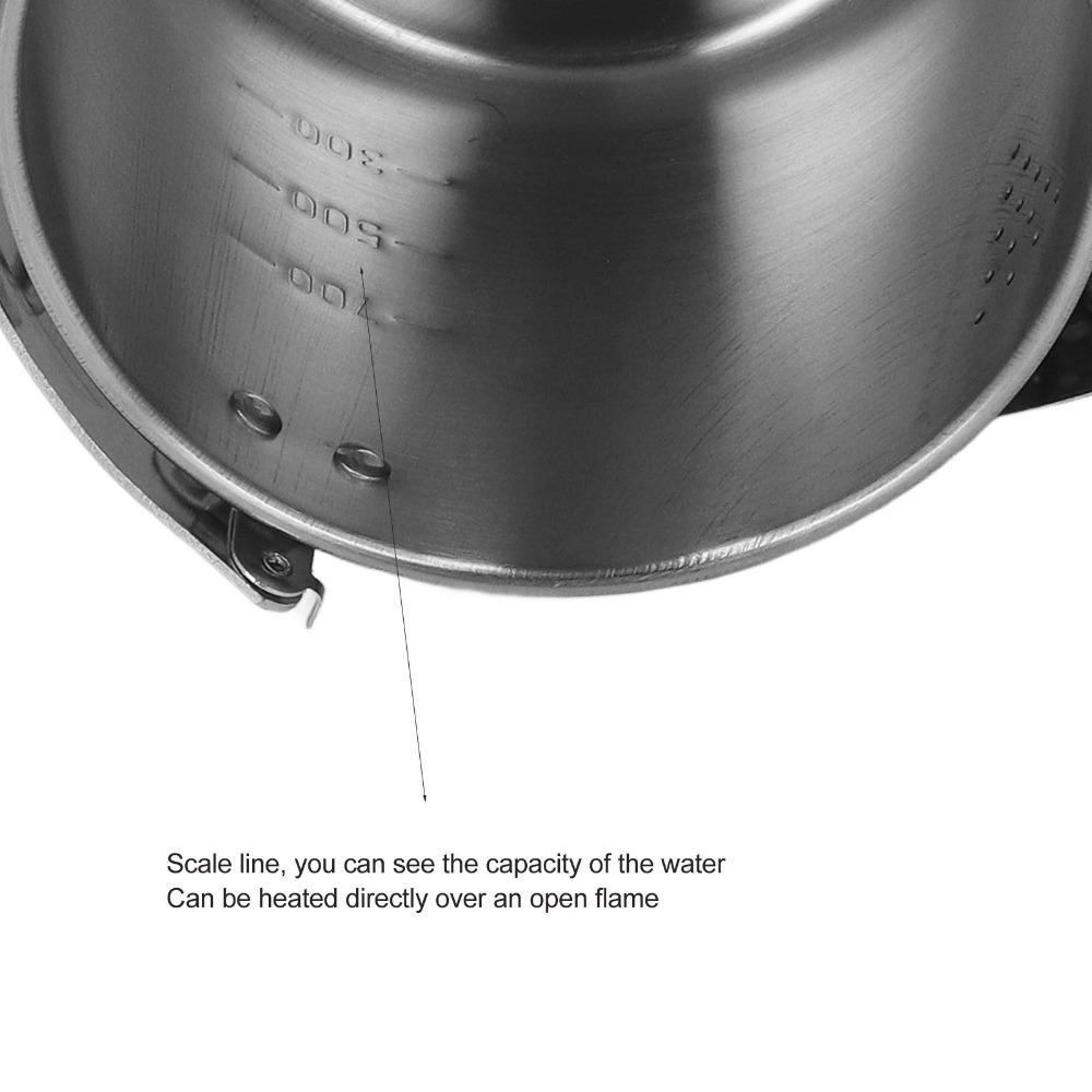 1.2L/40.58oz Camping Kettle With Foldable Handle Outdoor Cookware Durable Portable Teapot  Hiking
