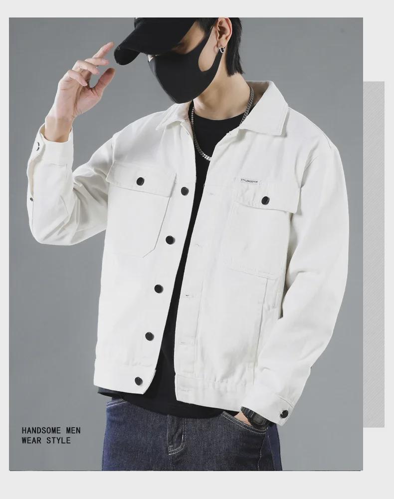 Men's Black Denim Jacket - Casual Workwear for Spring & Autumn