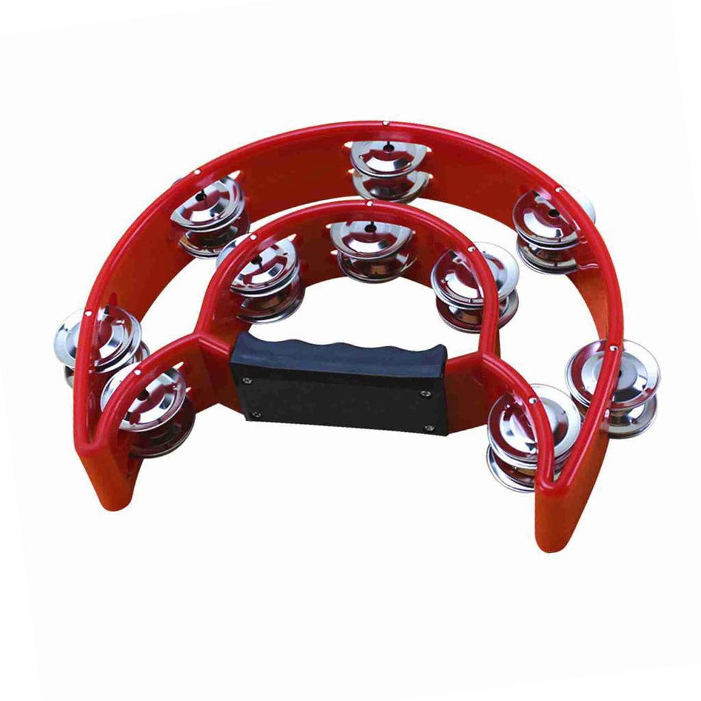 Handheld Tambourine Double Row Handbell Ergonomic Handle Grip Tambourine for KTV Party