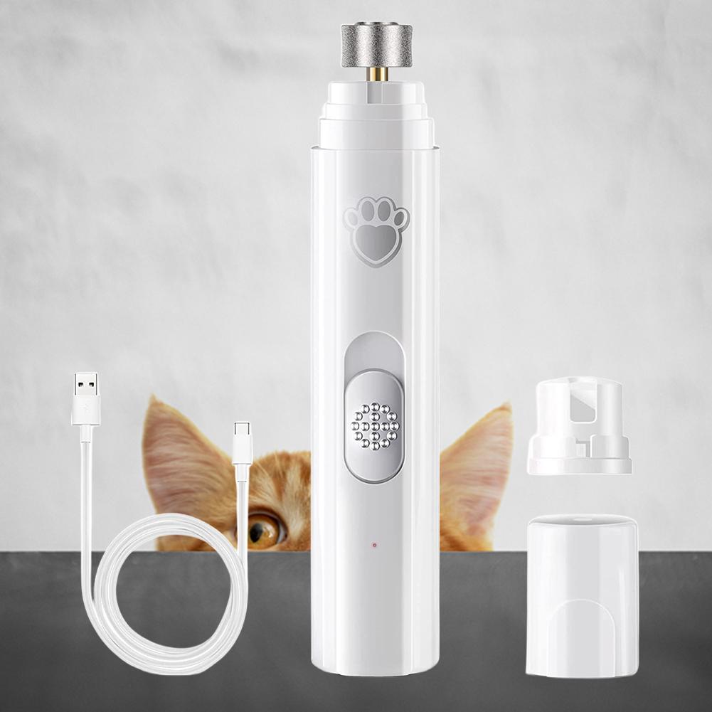 Electric Dog Nail Grinder Low-Noise LED Light Pet Nail Trimmers Painless 2-Speed with Polisher Wheel for Small/Medium/Large Pets