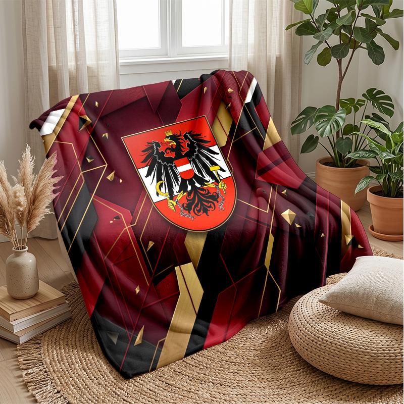 Austria Football Printed Flannel Blanket Skin Friendly Warm Decorative Throw for Indoor Couch Bed Daily Use