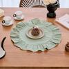 Mehrzweck-Einfarbige Rüschen-Tischsets Runde Baumwollstoff-Servietten Rustikales Tischset für Hochzeitsdekoration Tischdekoration