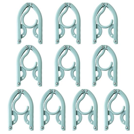 10Pcs Folding Clothes Rack Non-Slip Hangers Curved Groove Design Portable Compact Space-Saving Travel Hangers