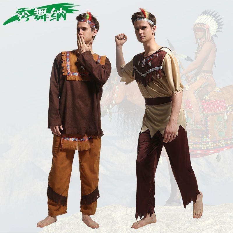 Adult Indian Costumes Halloween Cosplay Indigenous Costumes, Savage Chieftain Costumes
