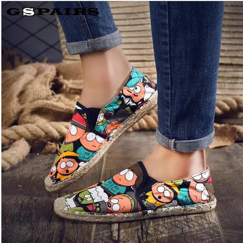 Модные мужские повседневные парусиновые туфли на плоской подошве на каблуках — фото 3