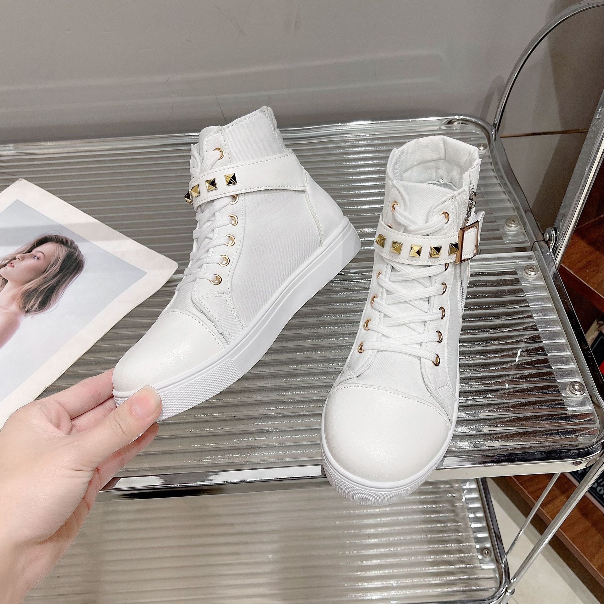 

Новые осенне-зимние парусиновые туфли для женской моды, повседневная обувь, легкие высокие кеды, весенние женские туфли, белые туфли, обувь на молнии 35