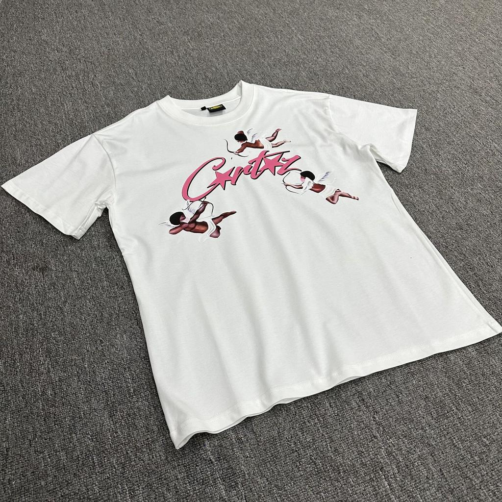 Grenzüberschreitende Serie Alcatraz Amor Engel rosa Briefmuster Druck Amerikanischer High Street Hip Hop Kurzarm