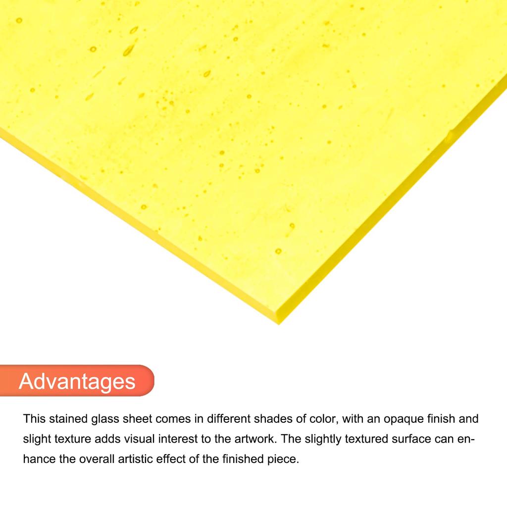 Uxcell 2-Piece Stained Glass Mosaic Tiles, 7.9" X 5.9", Bright Yellow, for Crafts, DIY Art Projects