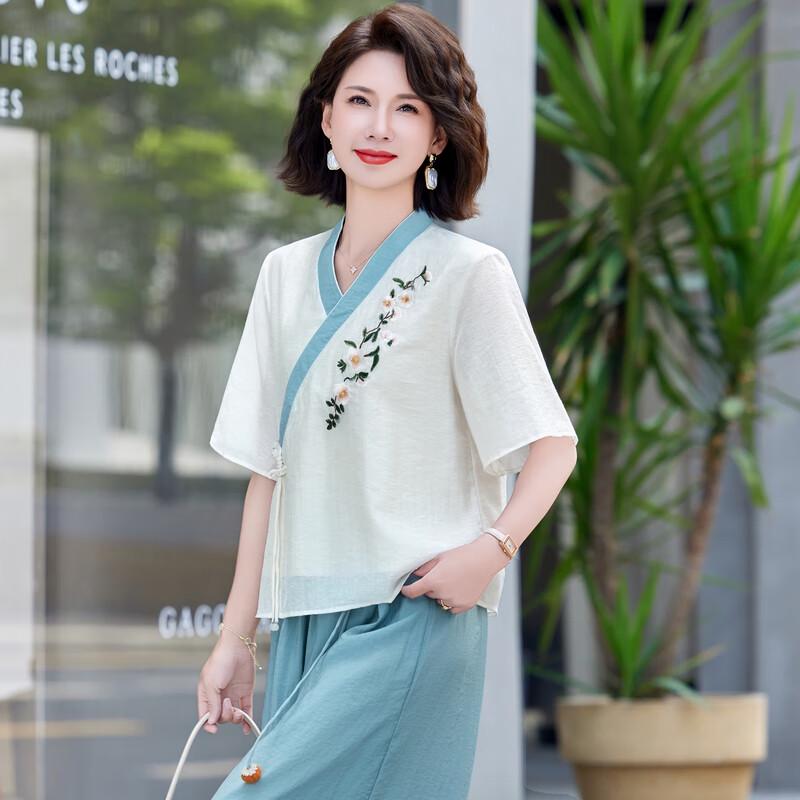 New Chinese Style Summer Chiffon Two-Piece Set for Women