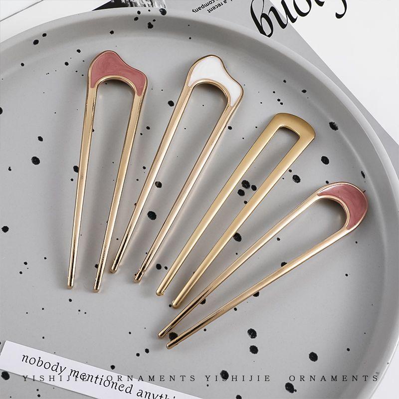 Metall Haarnadel Stick Französischer Stil U-Form Haarspangen Emaille U-Stäbe Nadeln Für Frauen Mädchen Frisur Accessoires Geschenke