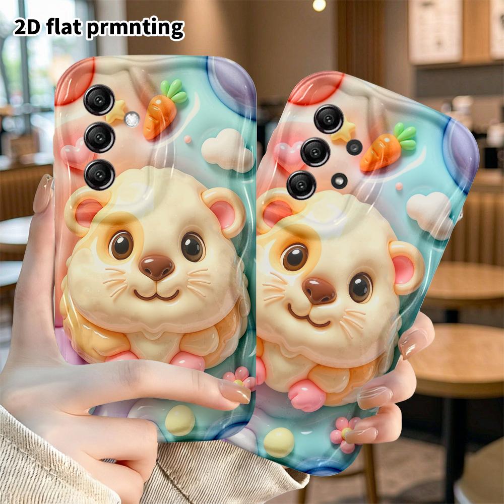 Phone case: 2D flat, suitable for Samsung Galaxy A34 A35 M05 M06 S20 S22 S21 FE Plus 5G protective case, cream-colored hamster, perfect Christmas and 
