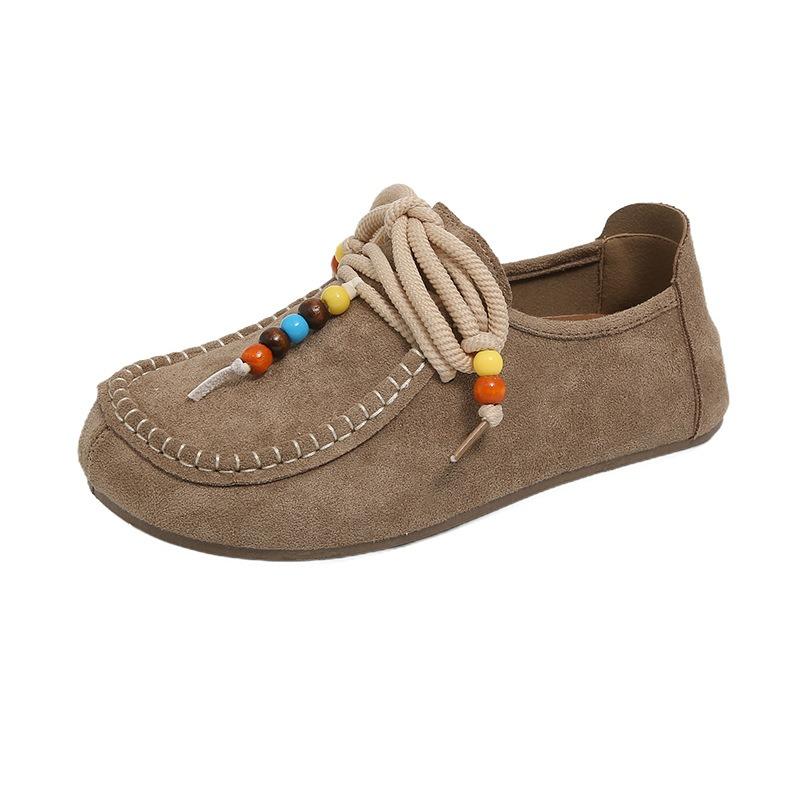 Retro women's new autumn flat-bottomed single shoes with one foot, lazy Doudou shoes, casual children