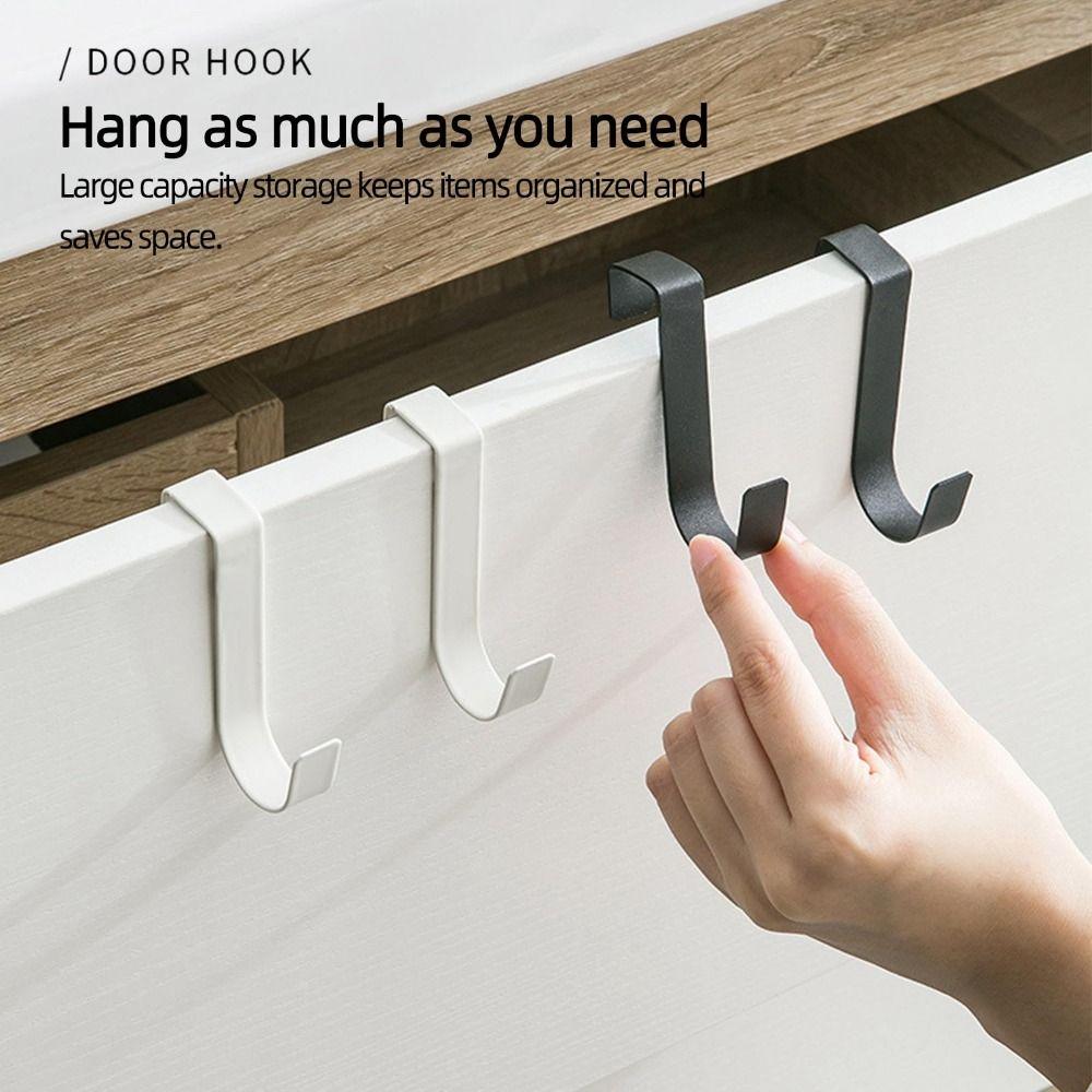 Stainless Steel Over Cabinet Door Hook No Drill Heavy Duty Cabinet Door Hanger Space Saving J Shape Coat Towel Hook