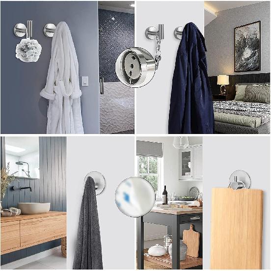 NearMoon 5 Pcs Bathroom Hardware Set SUS 304 Thicken Stainless Steel-Towel Bar Set Include 16" Towel Rod+Toilet Paper Holder+3 Multifunctional Hooks