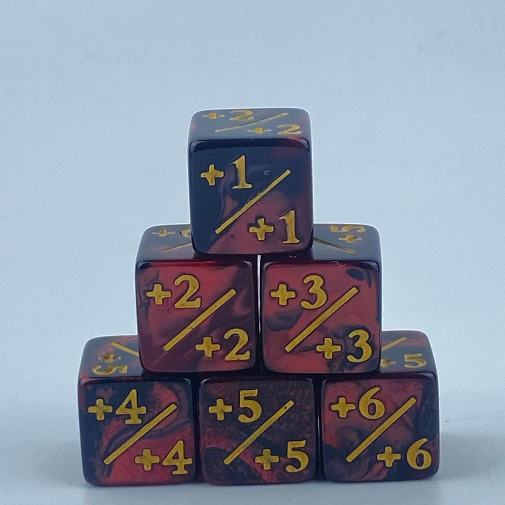 10Pcs 16Mm 6 Side Dice Counters +1/-1 Dice Kids Toy Counting Dice For Mtg Magic The Gathering Card Gaming Token & Loyalty Dice