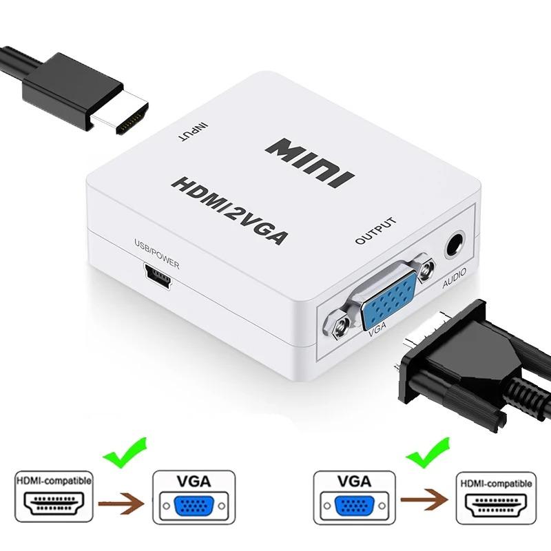 1080P HDMI til VGA-konverter med lyd VGA til HDMI-konverter HDMI-adapter for projektor DTV TV HDVD bærbar PC