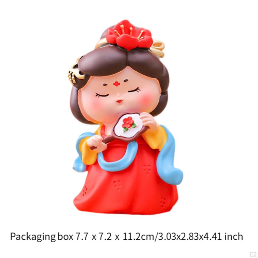 Cartoon Tang Dynasty Lady Statue Desktop Decoration for Mantel, Bookshelves, Cafe Decor Multipurpose