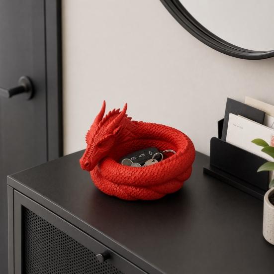 3D Printed Fantasy Dragon Catchall, Gothic Dragon Catchall Bowl, Desktop Key Storage Tray, Jewelry Tray Organizer, Desk Companion for Home Office Room