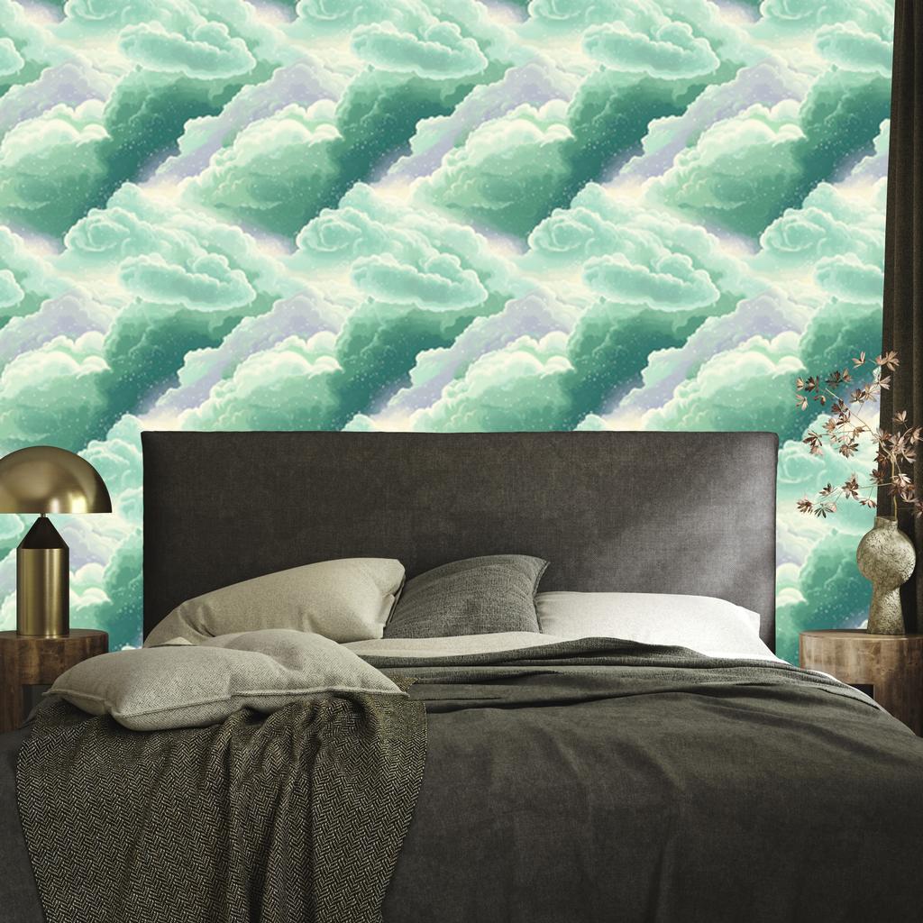 Watercolor Galaxy Mint and Sea Wallpaper for Living Room and Bedroom 50x1000