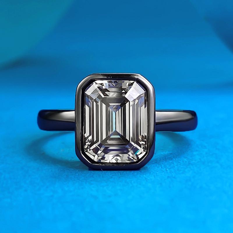 

Xiancan Jewelry Vintage 925 Silver Asscher Cut Black Gray Zircon Ring Size 5