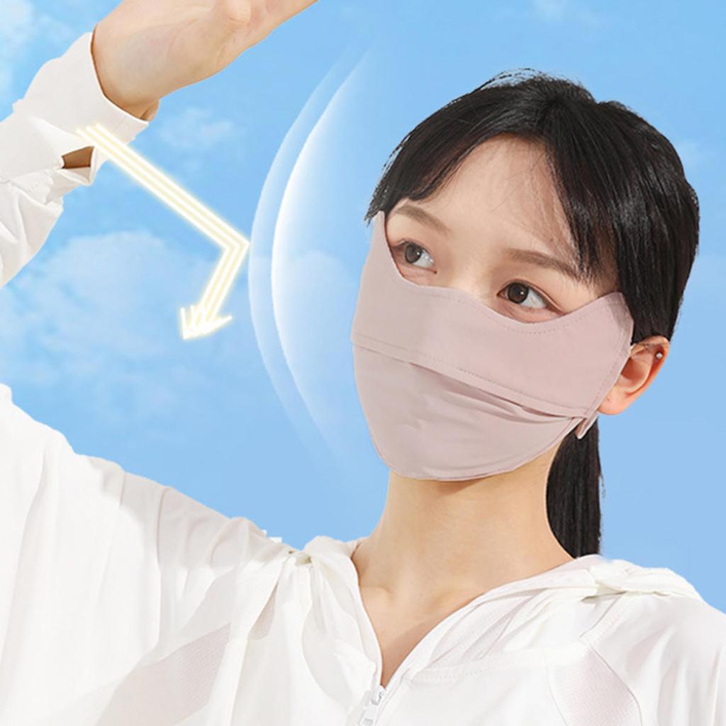 Ice Silk Sunscreen Masks Summer Women's Light Weight Breathable Adjustable Protective Mask for Outdoor Cycling Running