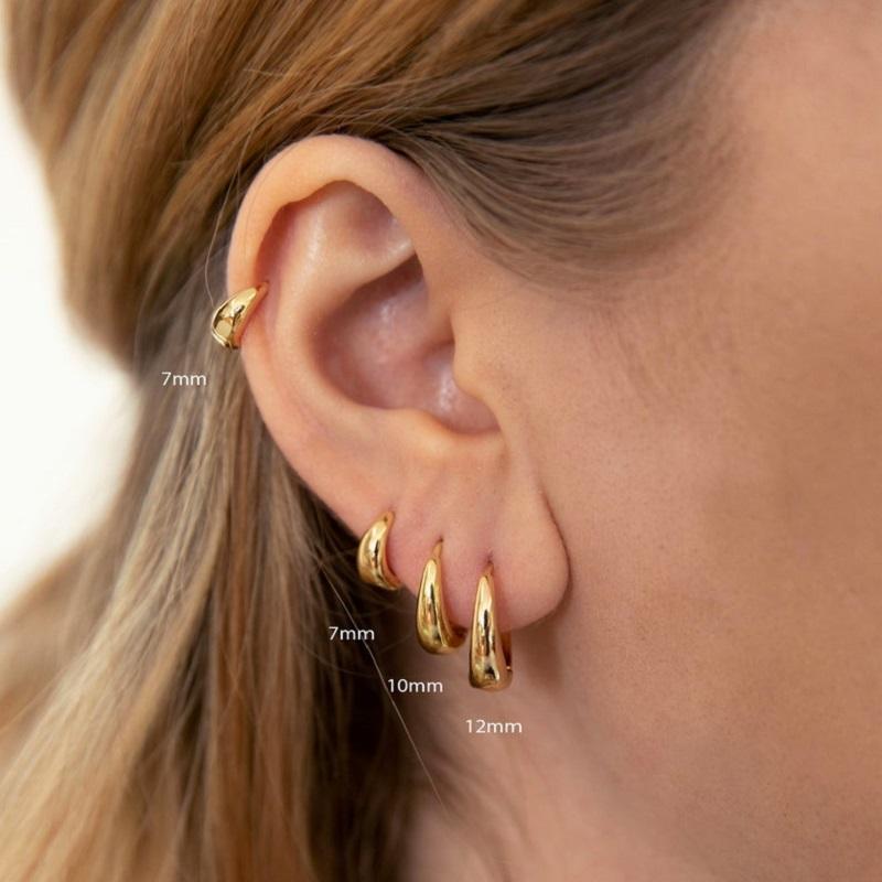 Classic Hoop Earrings For Women Girls Gold Color Chunky Stainless Steel Earrings  Trend New In Minimalist Ear Jewelry Aretes