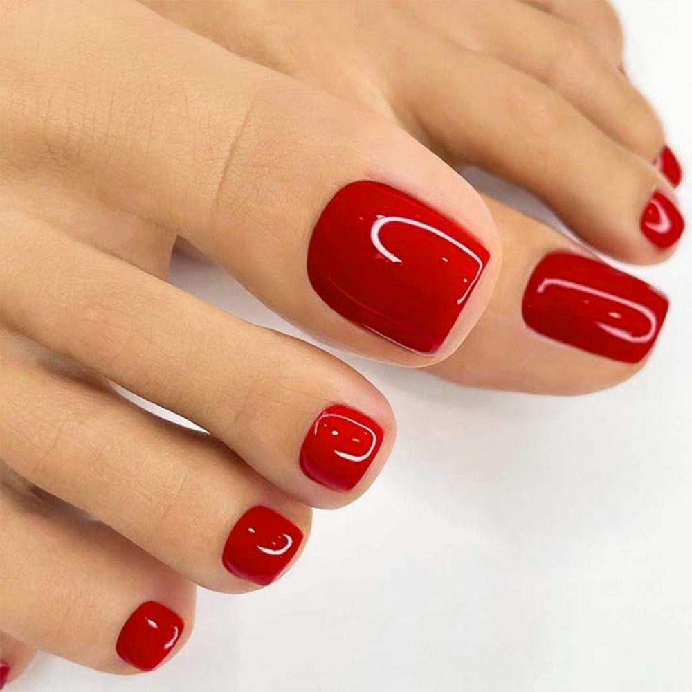 96/144/288 Pcs Artificial Fake Toenail Short Square Foot Nail Art Tips Foot Extension