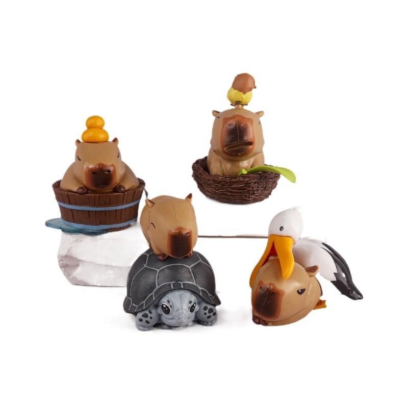 Conjunto de Figuras Colecionáveis de Capivara Com Material de PVC Para Decoração de Mesa e Presente