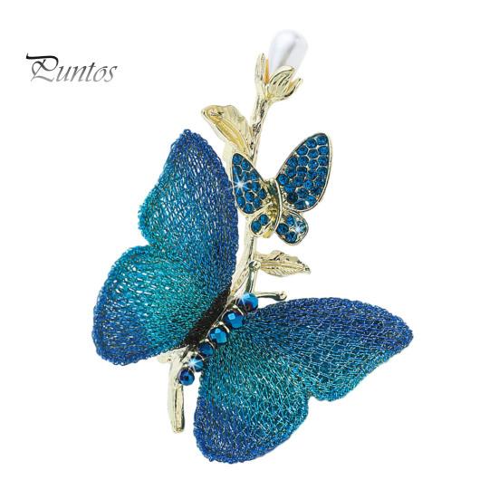 

Брошка-метелик зі стразами для жінок, брошка-метелик з штучними перлами, шпилька на лацкан у вигляді комахи, блискуча анімалістична біжутерія для костюмів, капелюхів, аксесуар синій