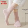 THREEGUN [Jian Series] Women's Socks, 100% Pure Cotton, Solid Color Mid-Calf Socks, 10A And Odor-Resistant Women's Socks, Pure Cotto