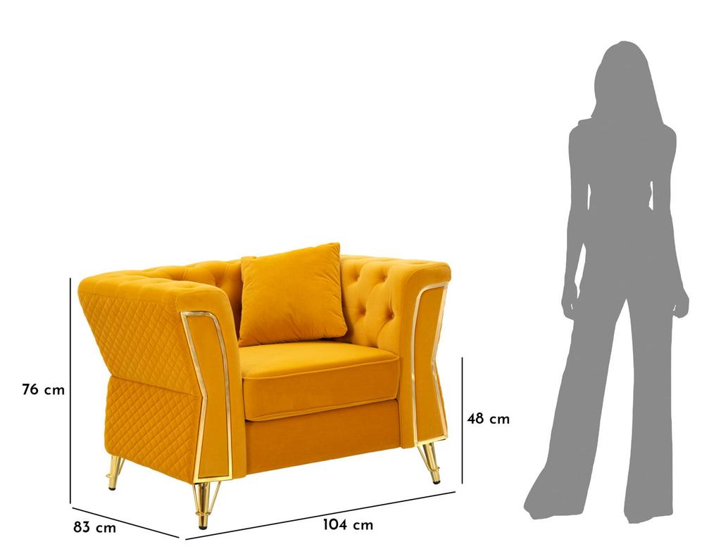 Armchair Emy Mustard With Cushion Cm 104X83X76