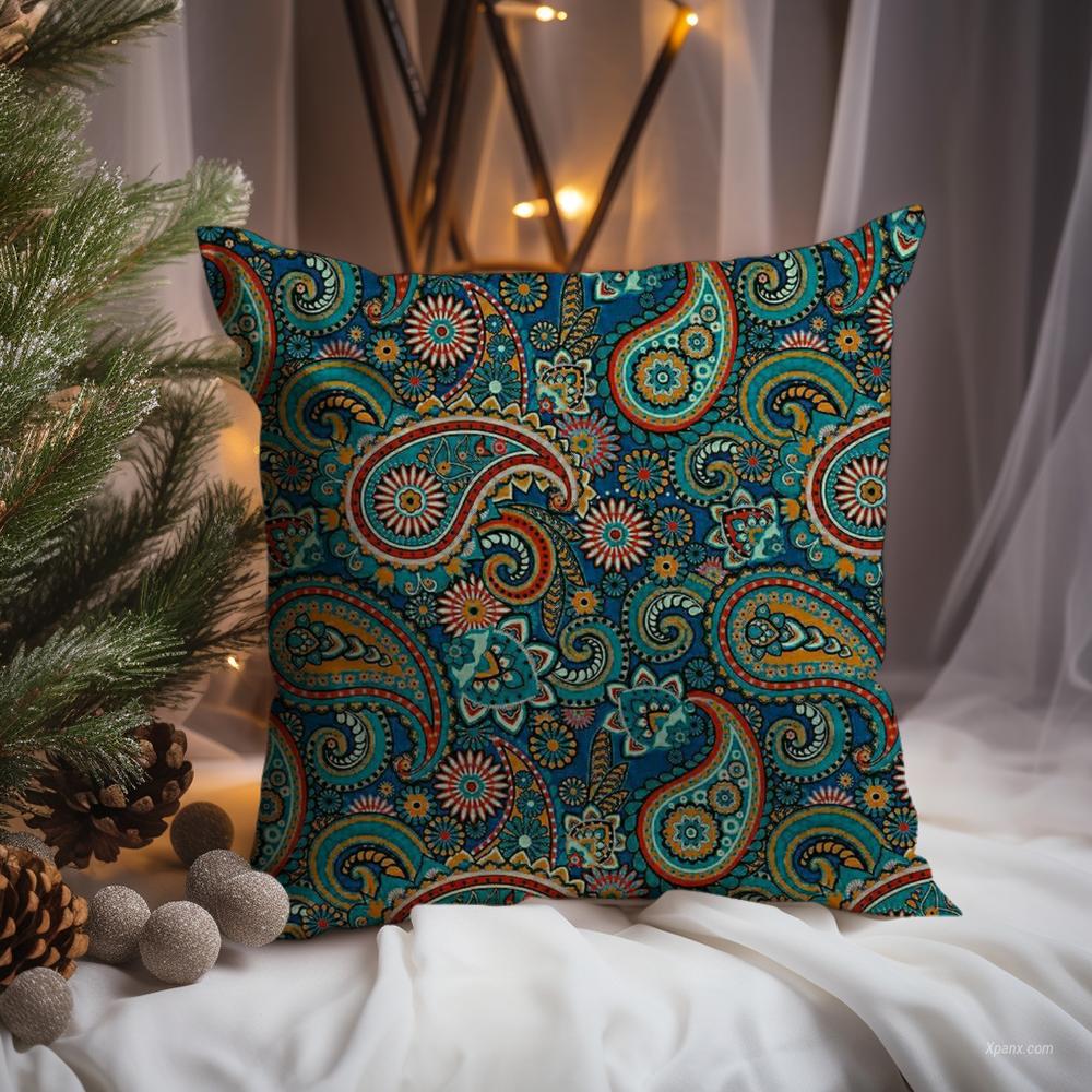 Painted Design P-PaisleyS Cushion Cover Premium Comfort Reversible Pillow Cove -Two in One Design for Any Room & Car Interior