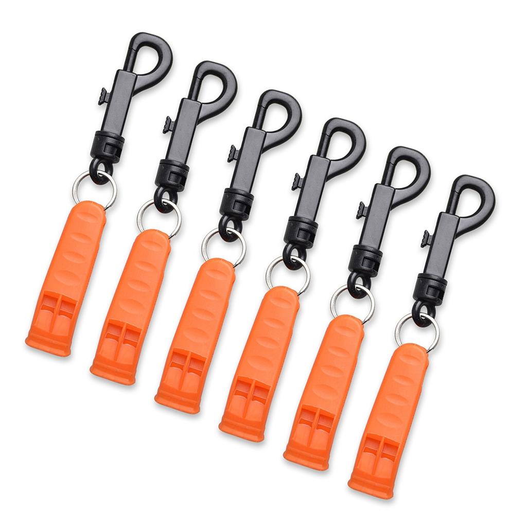 6pcs Emergency Whistle Safety Survival Whistle Signaling Whistle with Hook for Outdoor Camping